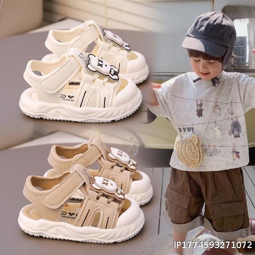 Soft soled baby sandals Summer breathable baby walking shoes Anti slip toe cap sandals Children's anti kick casual sandals