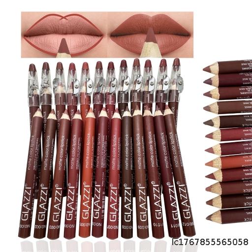 New GLAZZI12 color matte lipliner matte matte matte surface does not stick to cup lipstick, pencil line, lip marker, makeup