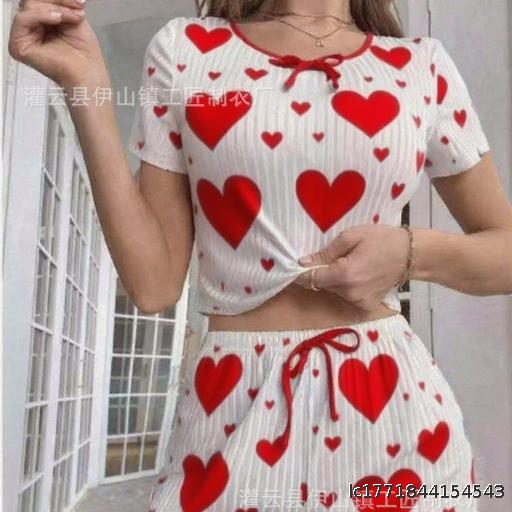  Hot selling women's printed camisole shorts, comfortable, casual, sexy, with a sexy groove strip that can be worn as an outerwear set