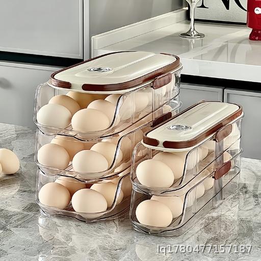 Rolling egg storage box, refrigerator side door anti drop egg box, egg tray dispenser, household kitchen storage egg rack