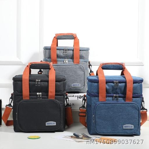  Lunch bag, large capacity ice pack, double-layer outdoor insulation bag