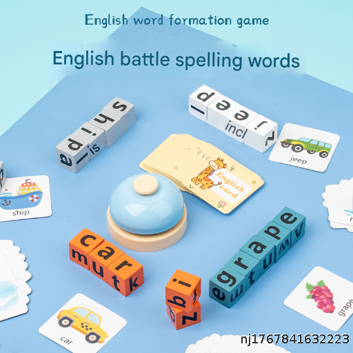 Children's English Enlightenment Vocabulary Battle Board Game Learning Tool English Alphabet Accumulation Wood Early Education Puzzle Toy