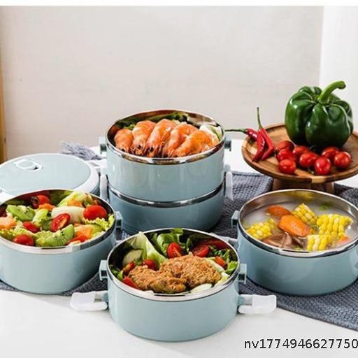  Stainless steel three-layer insulated lunch box, layered bento box with lid, office worker, student, multi-layer large capacity lunch box, portable