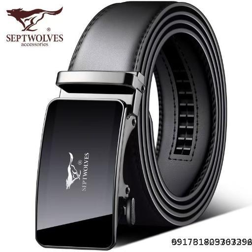 Authentic Seven Wolves Pure Men's Genuine Leather Belt Korean Edition Trendy Cowhide Middle aged Fashion Belt Automatic Buckle Business Pants Belt