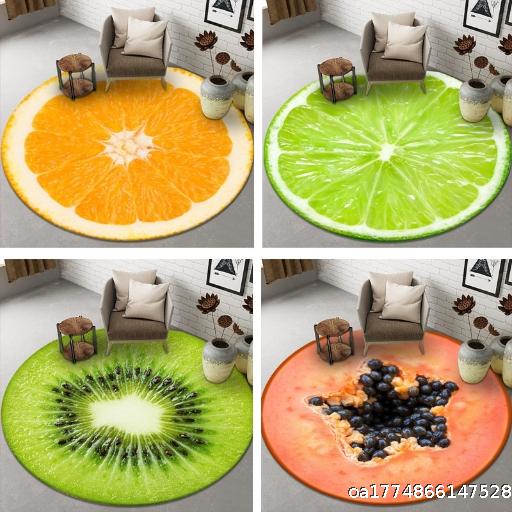 ins Round Fruit Carpet Floor Mat Home Makeup Desk Computer Chair Floor Mat Anti slip Foot Mat Bedroom Yoga Mat