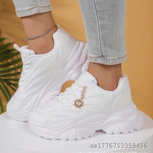  Dad Shoes, Women's Thick Bottom, Trendy Soft Bottom, Breathable Spring and Autumn, Internet Red, Mesh Surface, Lightweight, Casual, Height Increasing, Little White Shoes