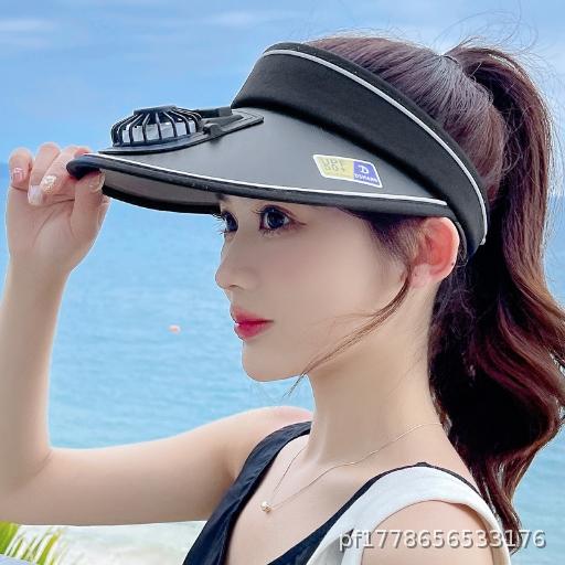 [Wholesale 10] Summer Sunscreen Hat Fashion Big brimmed Hat USB Charging Fan Hat Empty Top Hat Outdoor Sun Hat