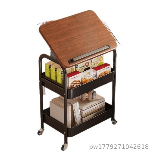 Mobile Cart Storage Rack Multi functional Bedside Tea Table Floor standing Bookshelf Snack Storage Rack Living Room Bedside Table