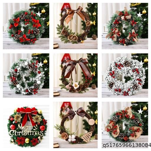 Popular Christmas Decorations Flower Wreath Window Display Door Hanging Tengtiao Decoration Christmas Flower Wreath
