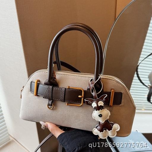 Color blocked frosted shell small bag for women 2026 new item, light luxury, niche, high-end, handheld, crossbody, carrying small bag