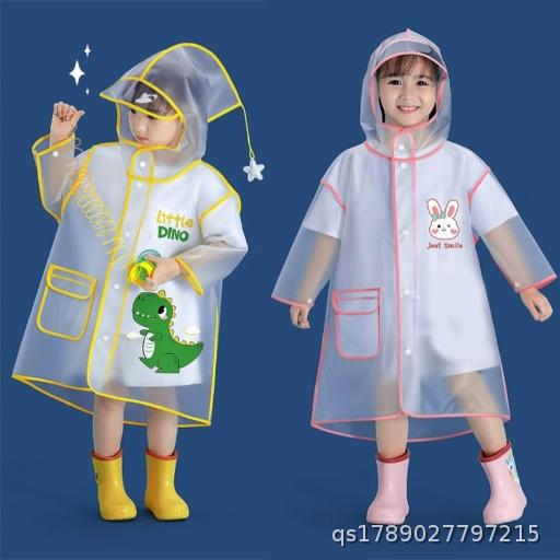  Transparent Children's Raincoat for Kindergarten 6-12 Years Old Cartoon Cute Waterproof Raincoat Thickened EVA School specific Raingear