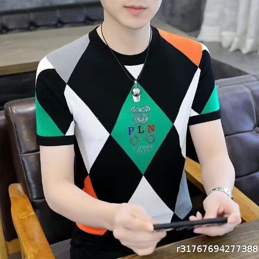 V-neck men's short sleeved T-shirt summer new item slim fit casual half sleeved trendy cool summer T-shirt sports top for men