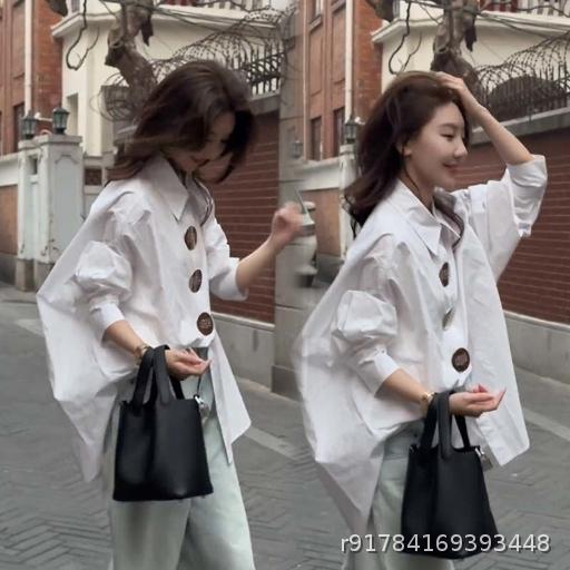 Large size women's clothing 300 pounds fat mm new niche design sense bat sleeve shirt women's Korean version women's shirt top