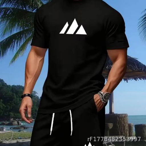 Summer Men's Sports Short sleeved T-shirt Shorts European Size Breathable Speed drying Sportswear Set Casual Wear