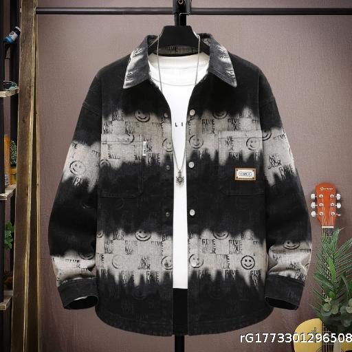 Spring and Autumn Collar Personalized Fashion Gradient Cowboy Jacket Men's Jacket Youth Student Rascal Handsome Fashion Jacket