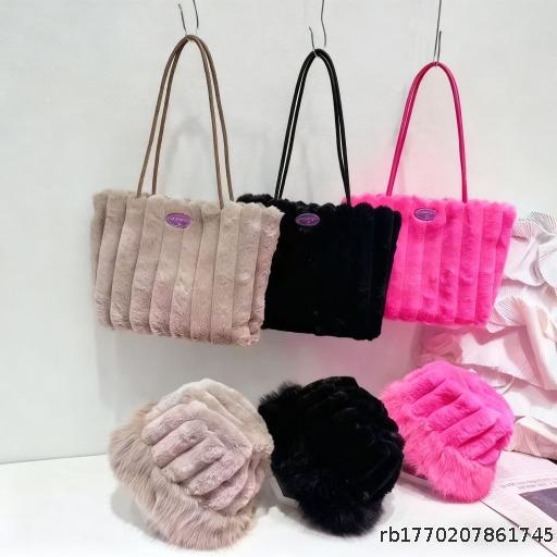 New autumn and winter plush bag shoulder bag with hat