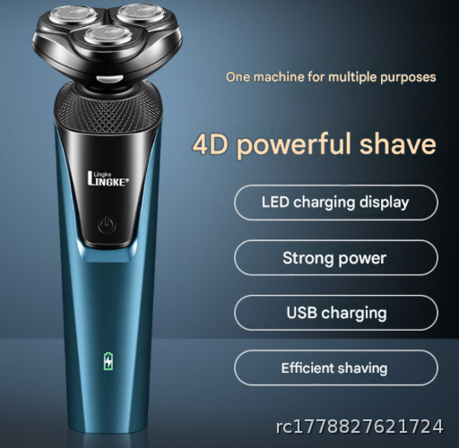 Three in one shaver with three blades for men, electric, washable, USB rechargeable