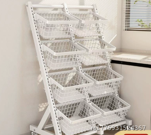 Kitchen storage rack home small trolley multilayer fruit and vegetable basket storage basket floor living room snack shelf