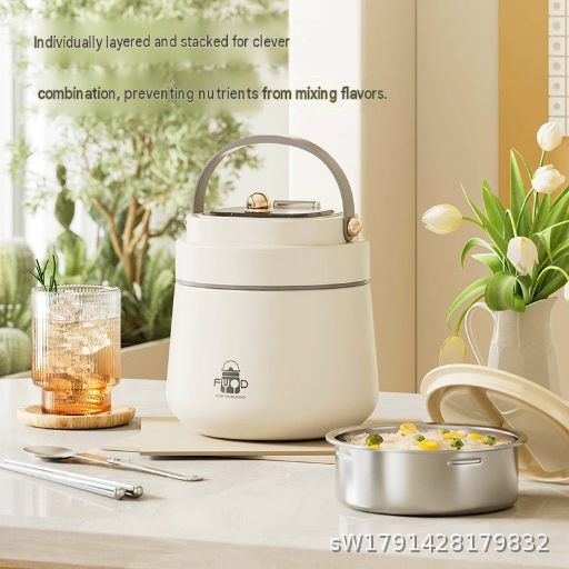  304 Stainless Steel Extra Long Insulated Rice Bucket, Winter Portable with Rice Insulated Lunch Box, Student Large Capacity Bento Box