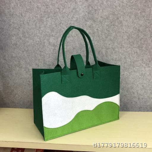  Internet celebrity color blocked felt bag, large capacity tote bag, handbag, office commuting storage, travel bag, shopping tote bag