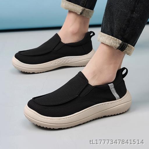  Men's Spring New Breathable Single Shoes, One Step Lazy Shoes, Comfortable and Versatile, Casual, Anti slip and Wear resistant Men's Cloth Shoes