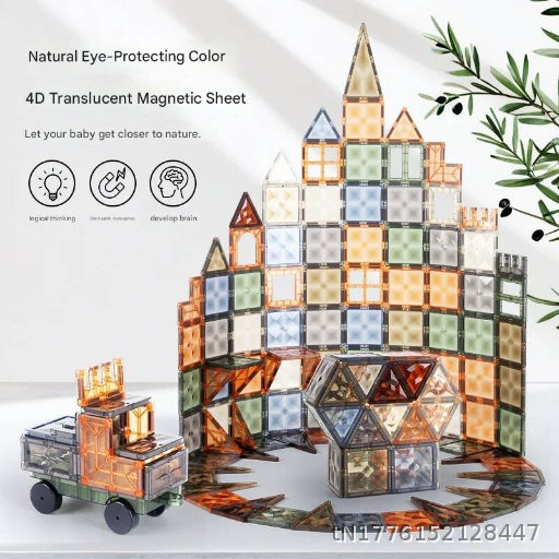 Children's Large Magnetic Block Toy 100 pieces Natural Color Splicing Magnetic Block Versatile Magnetic Puzzle Block