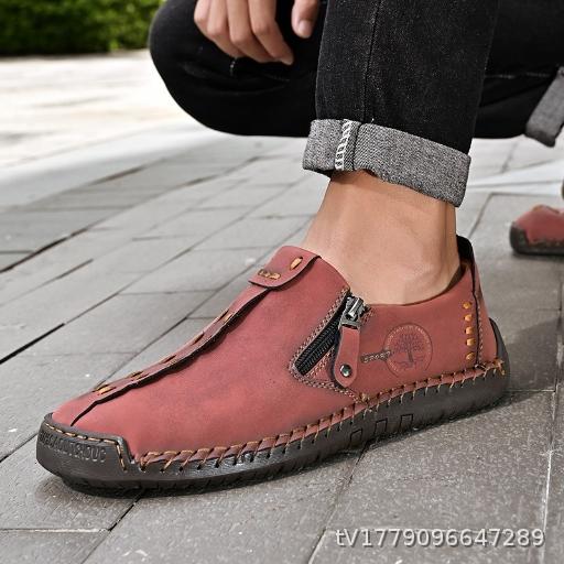 Popular Large Size Spring and Autumn New Style Foot Set Foreign Trade Casual Shoes Men's Large Size Bean Shoes Hand sewn Leather Shoes