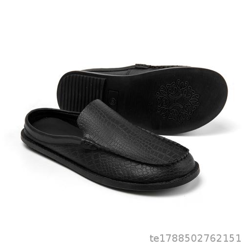 Large size wide head men's fashionable crocodile pattern toe cover, bean shoes, versatile for all seasons, business and leisure shoes