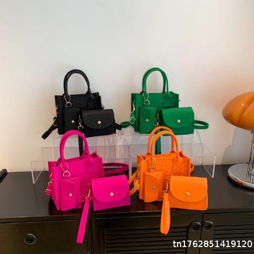 2023 Summer New Fashion Felt Handbag, Single Shoulder Mother and Child Crossover Bag, Women's Bag