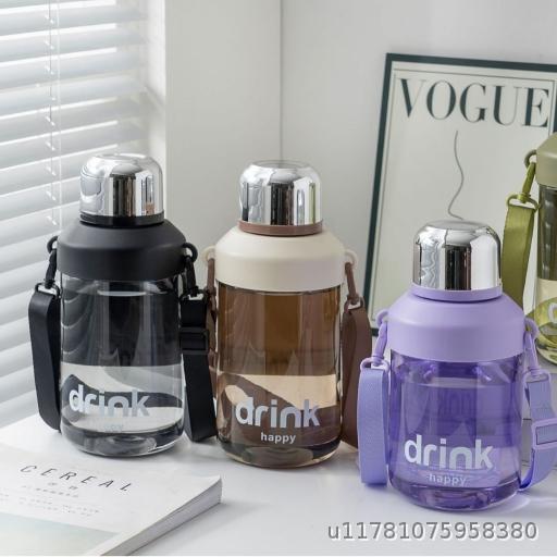 Summer New High Beauty Water Bottle Large Capacity Plastic Sports Fitness Water Bottle Portable Strap Direct Drinking Water Bottle