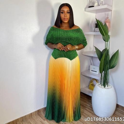 Chiffon plus size women's clothing high-end printed pleated skirt pleated top slimming commuting set half skirt