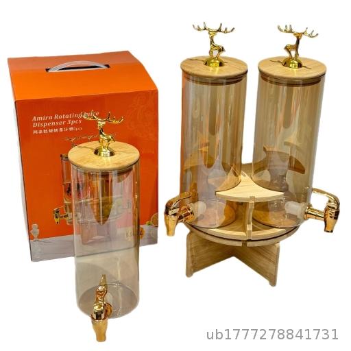  New Transparent Rotating Juice Kettle, Beverage Bucket, Wine Bucket with Faucet, Cola Bucket, Sealed Bucket