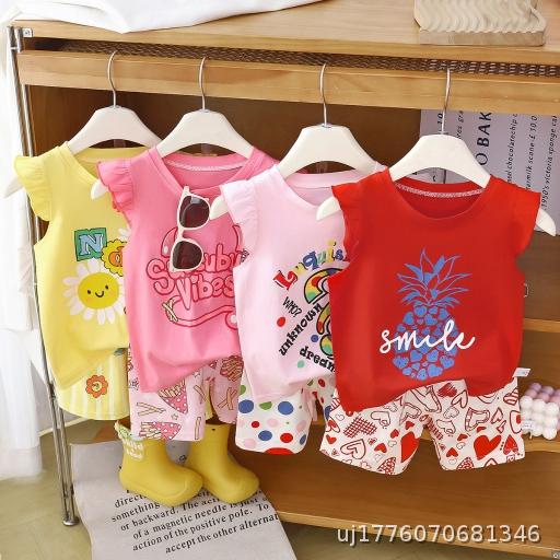 Children's vest set summer pure cotton girls' shorts clothes baby Korean version boys' sleeveless set children's clothing