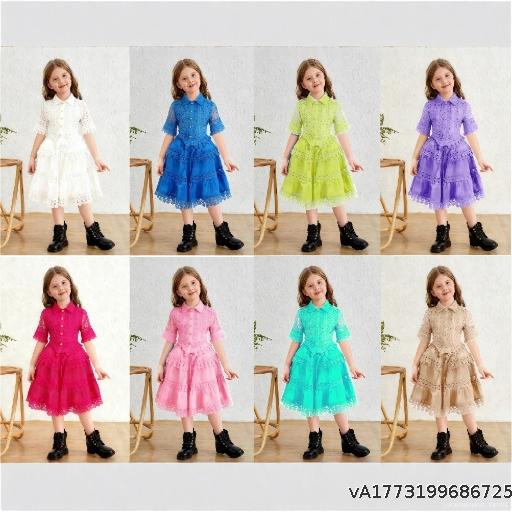 2026 Hot Selling Girls' Hollow-Out Short-Sleeved Top and Skirt Set - Trendy and Popular Online
