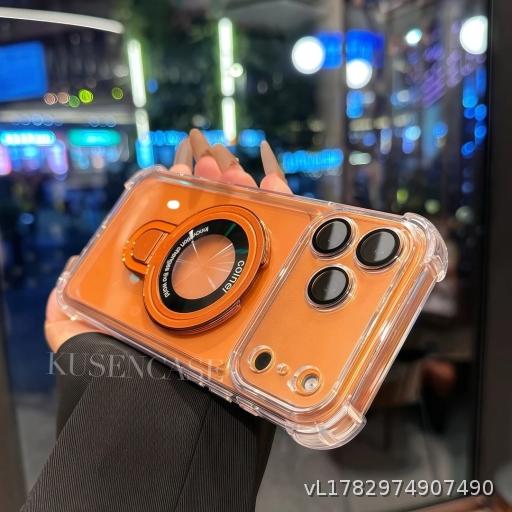Suitable for iPhone 16 shock-absorbing phone case 17 shield holder magnetic suction Apple 15promax four corner anti drop cover