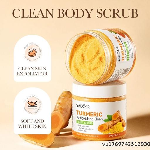  Scrub Turmeric Scrub 240g SADOER Whitening and Anti Oxygen Flower Cleanses the Body and Moisturizes the Skin