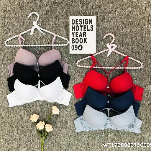  Sexy Lace Underwear Women's Steel Rim Thick Cup Gathering Big Breasts Three Point Bra