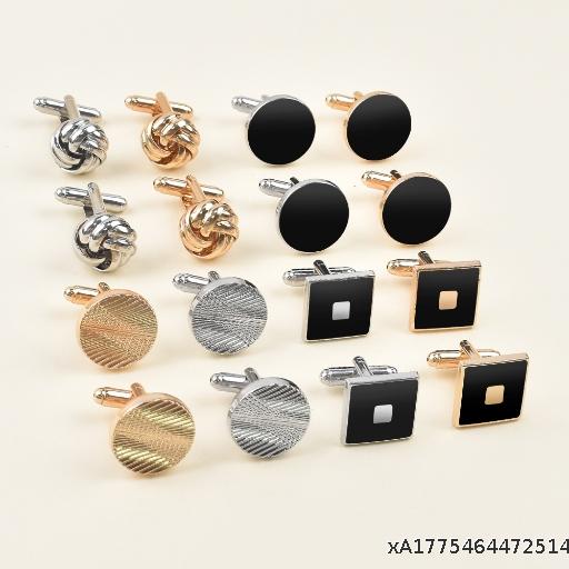 Men's Business Carved Striped Cufflinks Fashion Square Pattern Sleeve Nails