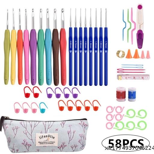 Magic Crochet Tool Set 58PC Needle Accessories DIY Set with 16 Sizes Hook Weaving and Hand Sewing