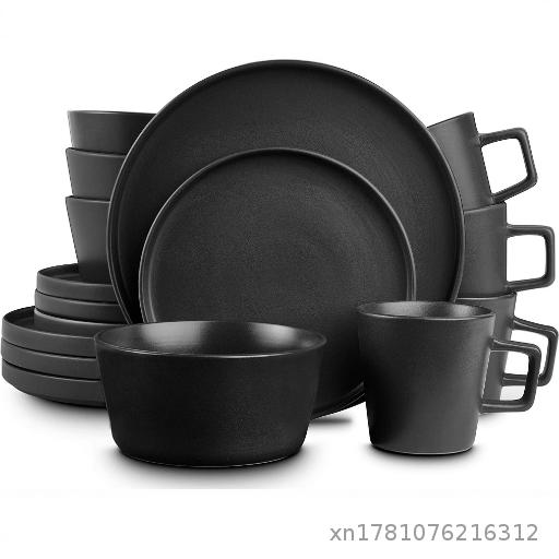 Ceramic 16 Head Tableware Set Plate Flat Plate Vegetable Plate Soup Bowl Plate Mug