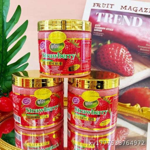 MOQ 60 pcs Strawberry Scrub Cream Fruit Handmade Soap Arbutin Shower Gel Body Cleaning and Care Series