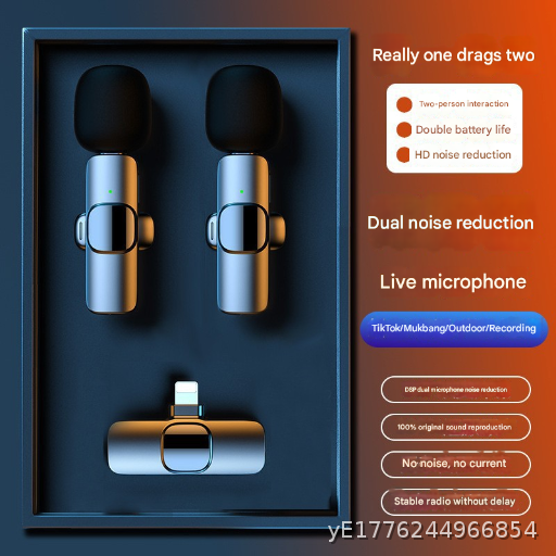 k8k9 Wireless Collar Microphone with Storage Receiver Smart Noise Reduction Clear Recording