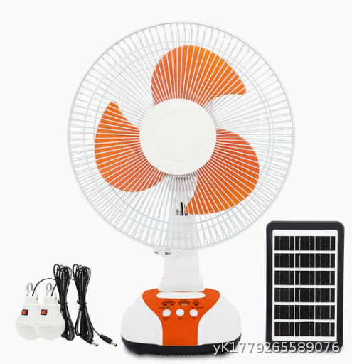 Easy Power Fan Rechargeable 12 inch Solar Powered Fan with Emergency Lighting for Rechargeable Mobile Phone