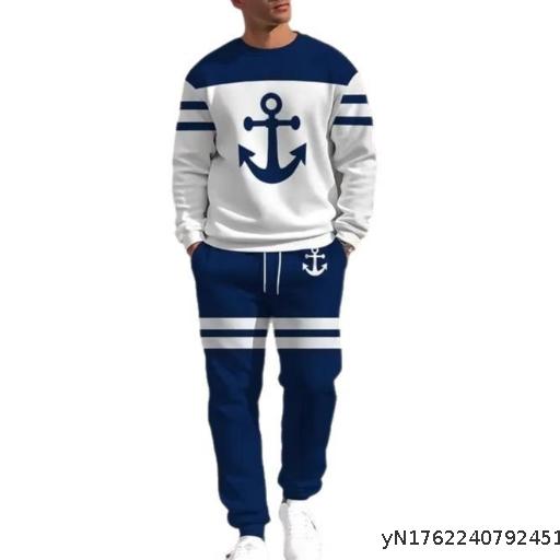 Gradient long sleeved round neck sweatshirt long pants set