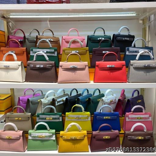  2025 European and American Genuine Leather Women's Bag Palm Pattern Mini Single Shoulder Cross Bag Kelly Bag