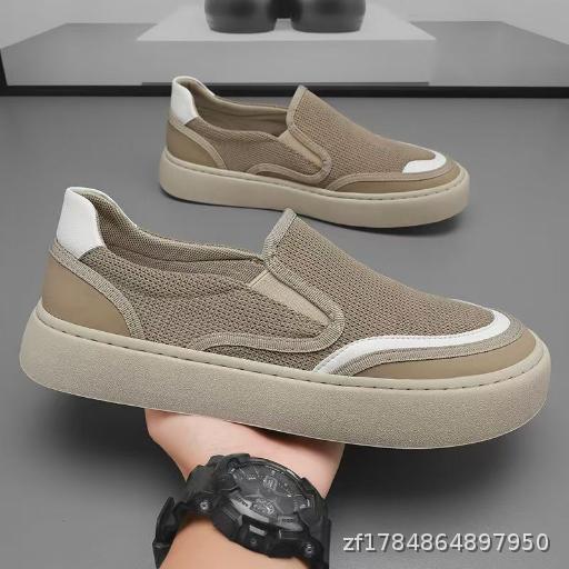 New Men's Shoes Summer One Step Shoes Men's Black Mesh Panel Shoes Men's Sports and Leisure Old Beijing Cloth Shoes