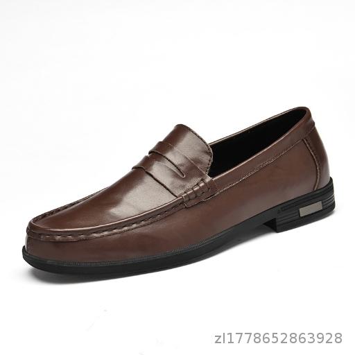  Lefu leather shoes with low heel, calf leather cover, one foot kick