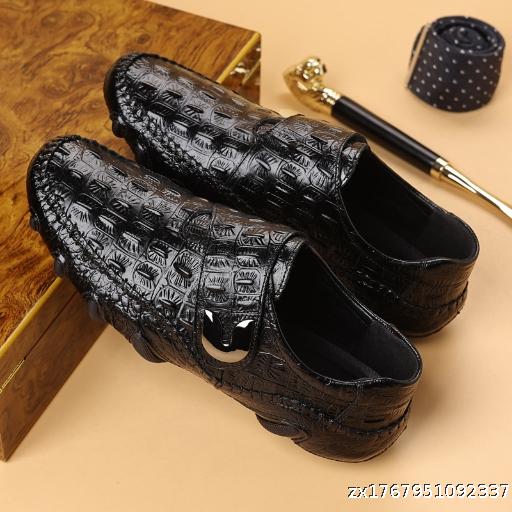  Leather Shoes for Men, Made of Genuine Leather 2025, Men's Head Layer Leather, Trendy Crocodile Pattern Men's Shoes