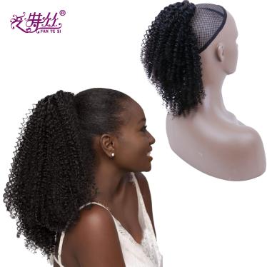 【one  bundle】Real hair hair pack style ponytail kinky curly elastic band natural color ponytail