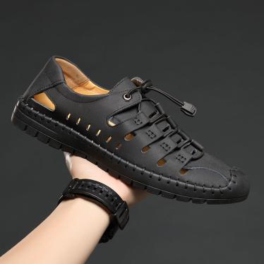 Men's sandals leather sandals men's hole shoes soft bottom breathable casual shoes